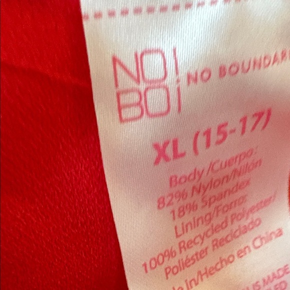 No Boundaries Vibrant Red Swimwear Size XL (15/17) NWT - Picture 3 of 5